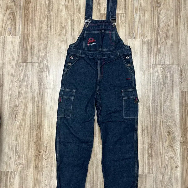 [BUNJANG] Fubu Old School Cargo Denim Overalls / 푸부 올드스쿨 카고 데님 오버롤