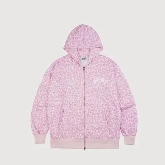 [BUNJANG] Prime Members Leopard Zip-Up Hoodie Pink / 프라임멤버스 레오파드 후드집업 핑크