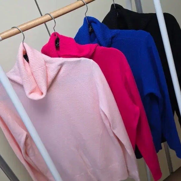 [BUNJANG] Color Turtleneck Knit Pink Blue Black / 컬러 목폴라 니트 / 연핑크 핫핑크 블루 블랙