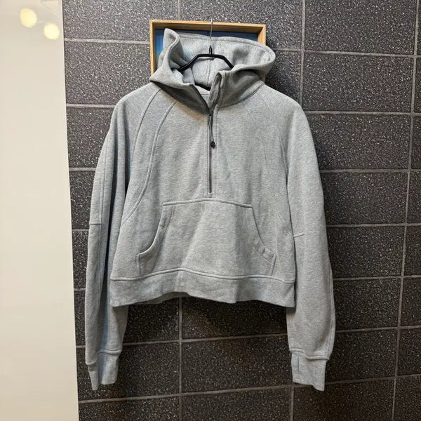 [BUNJANG] Lululemon Grey Fleece Crop Hoodie (Size M/L) / 룰루레몬 그레이 기모 크롭 후드 M/L