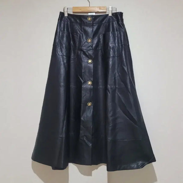 [BUNJANG] DECO Leather Flare Skirt / 데코 가죽 플레어스커트