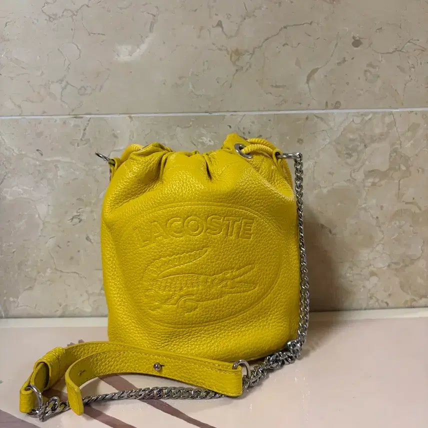 [BUNJANG] Lacoste Croco Crew Leather Bucket Bag / 라코스테 크로코 크루 레더 버킷백
