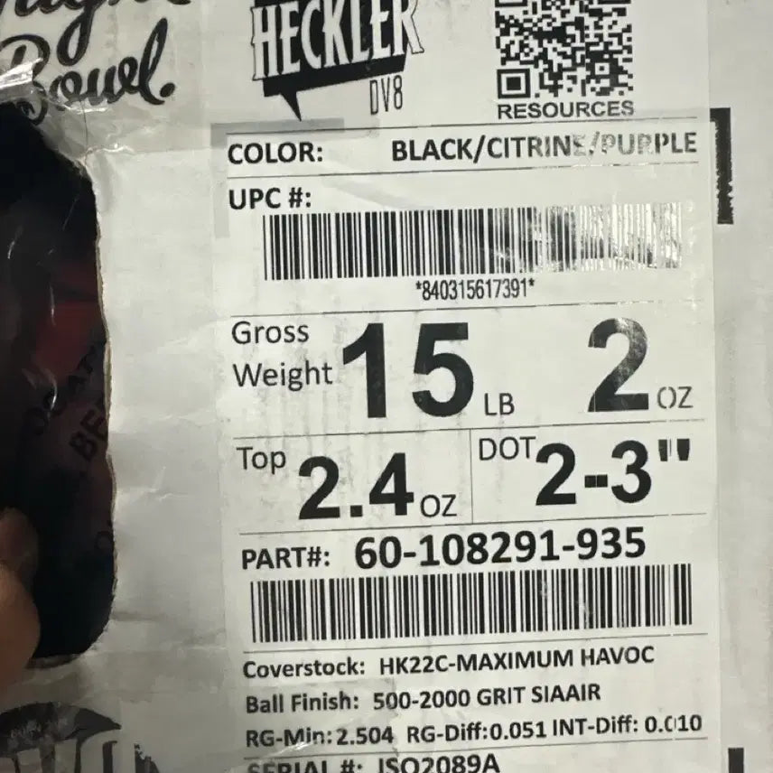 [BUNJANG] Heckler DV8 15lb 2oz Bowling Ball / 헤클러