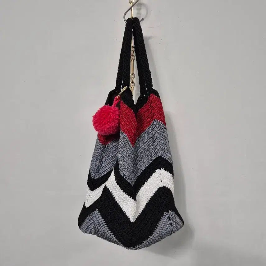 [BUNJANG] Handmade Knit Shoulder Tote Bag / 헨드메이드손뜨개숄더겸토트백