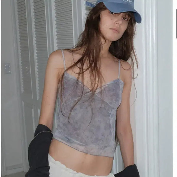 [BUNJANG] Poeto Cami Mesh Top Antique Rose / 포에토  캐미 메쉬 탑 Antique rose cami mesh top