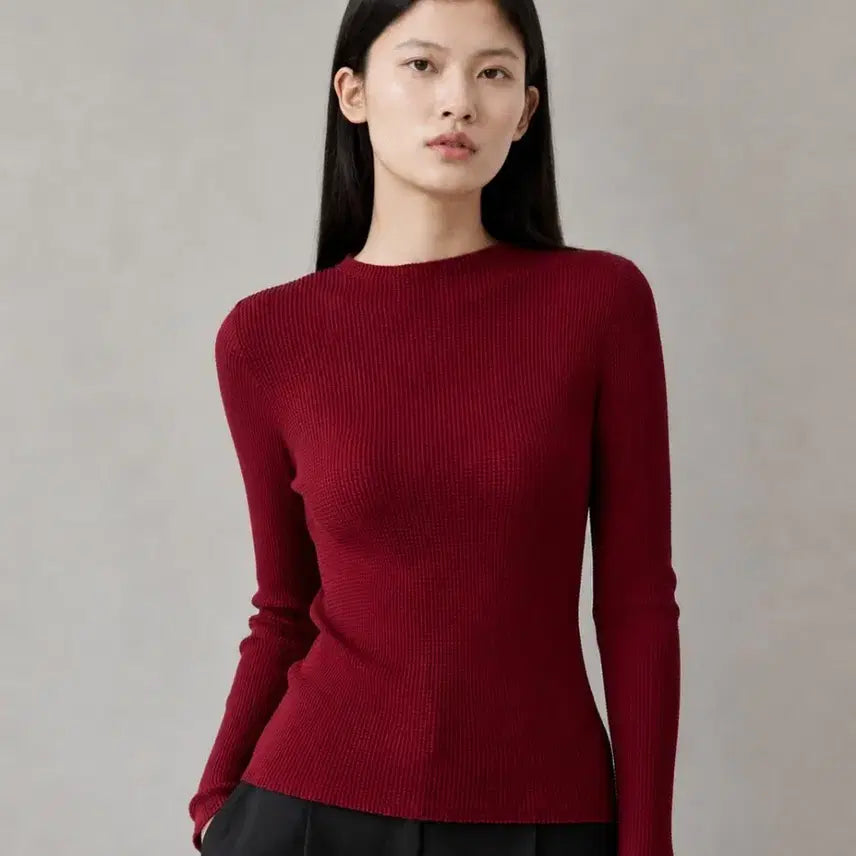 [BUNJANG] Pleats Please Burgundy Pleated T-Shirt / 플리츠미 버건디 플리츠 티셔츠