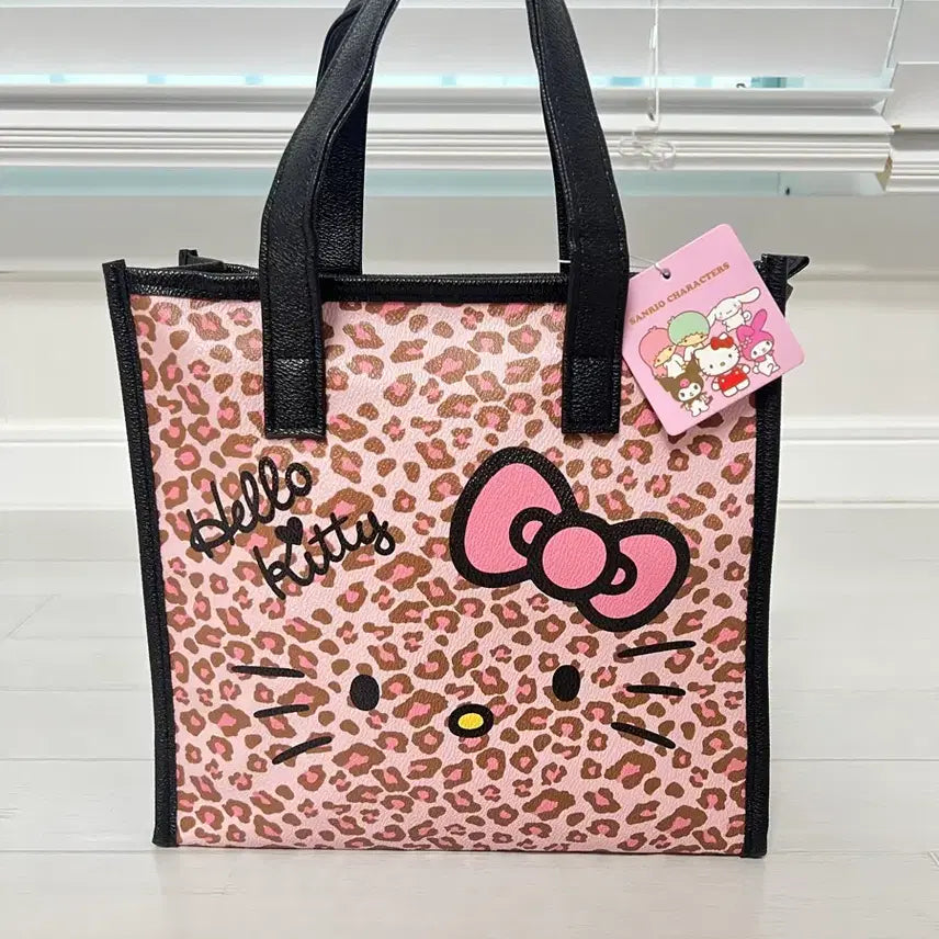 [BUNJANG] Hello Kitty Leopard Print Square Tote Bag / 헬로키티 호피 스퀘어 토트백 새상품