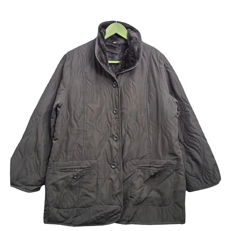 [BUNJANG] Brown Quilted Padded Coat with Fur Lining / JPN 브라운 누빔 퍼안감 코트 [F] 폴리에스터 100%