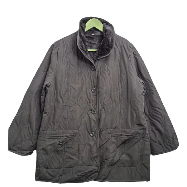 [BUNJANG] Brown Quilted Padded Coat with Fur Lining / JPN 브라운 누빔 퍼안감 코트 [F] 폴리에스터 100%
