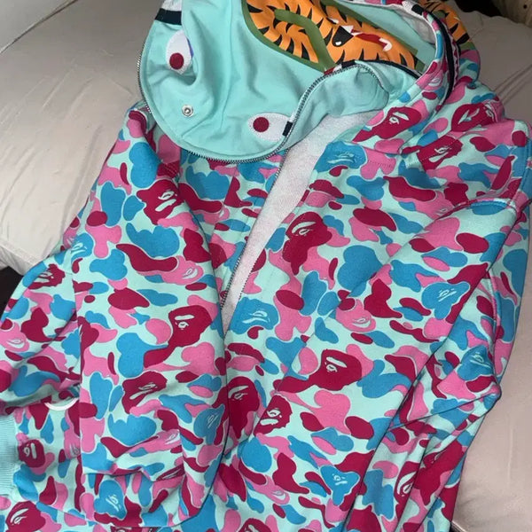 [BUNJANG] Bape Mint Two Shark Hoodie Zip-Up / 베이프 민트 투샤크 후드집업