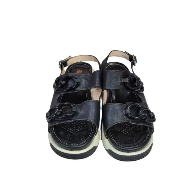 [BUNJANG] BekaCino Platform Wedge Sandals Black Leather / 베카치노 구입가 19만원대 플렛폼 통굽 센들