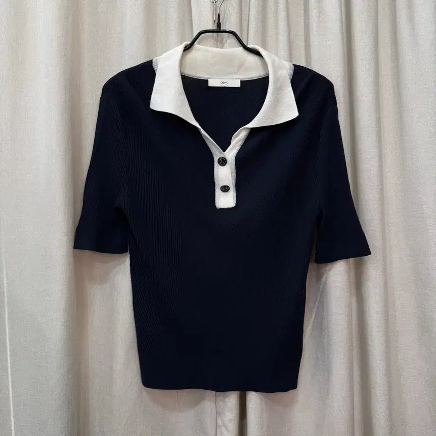 [BUNJANG] DEWL Ribbed Short-Sleeve Polo Knit / DEWL 듀엘 골지 반팔 카라 니트