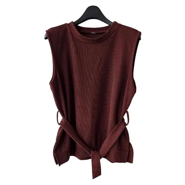[BUNJANG] Brown Strap Sleeveless Knit Top - New / F/ 브라운 스트랩 민소매 니트/새제품