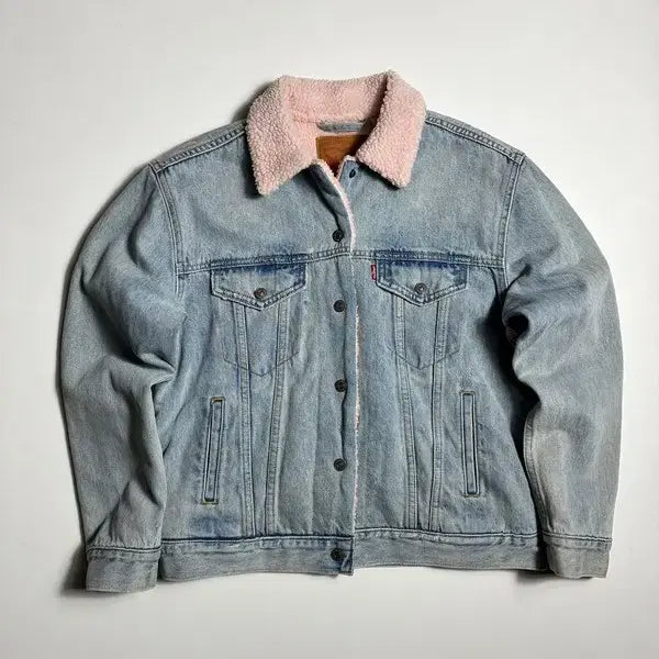 [BUNJANG] Levi's 00s Pink Sherpa Denim Trucker Jacket / 리바이스 00's 핑크 쉐르파 데님 트러커 자켓 R3284