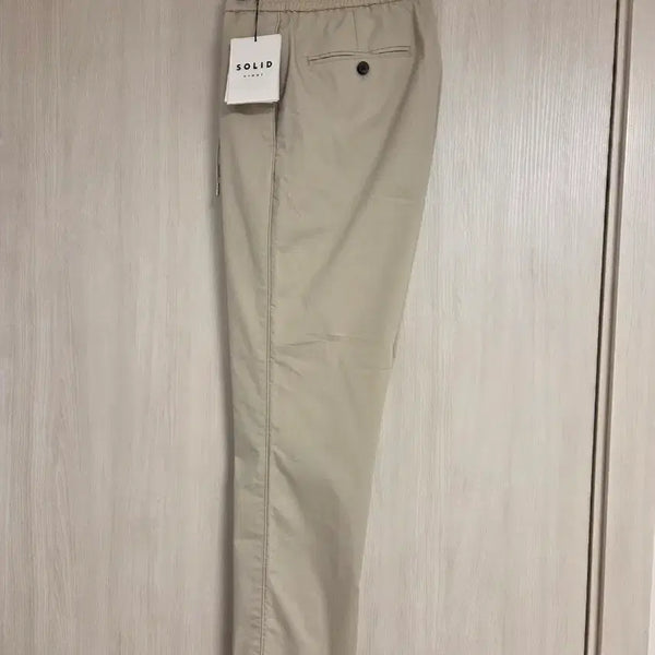 [BUNJANG] Solid Homme Asymmetrical Hem Banding Pants Beige Size 46 / 솔리드옴므 밑단 언발런스 밴딩 팬츠 46