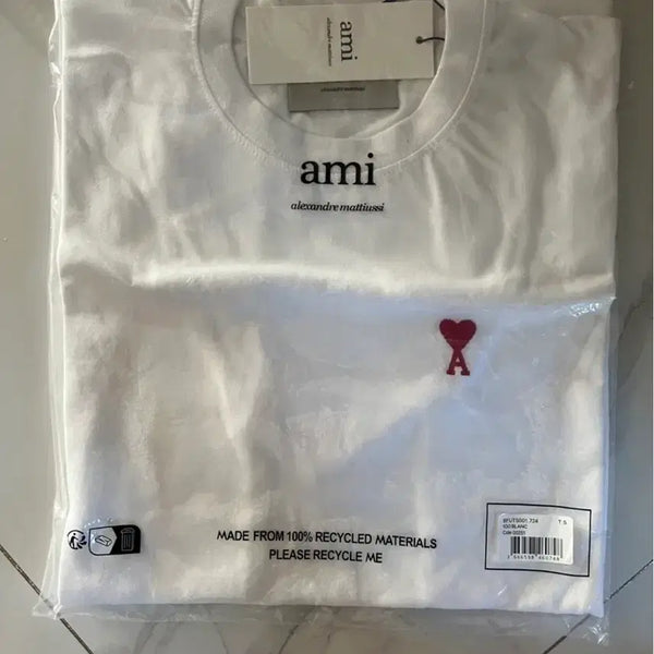 [BUNJANG] AMI Heart Logo T-Shirt White / 아미 반팔티 흰색 새상품