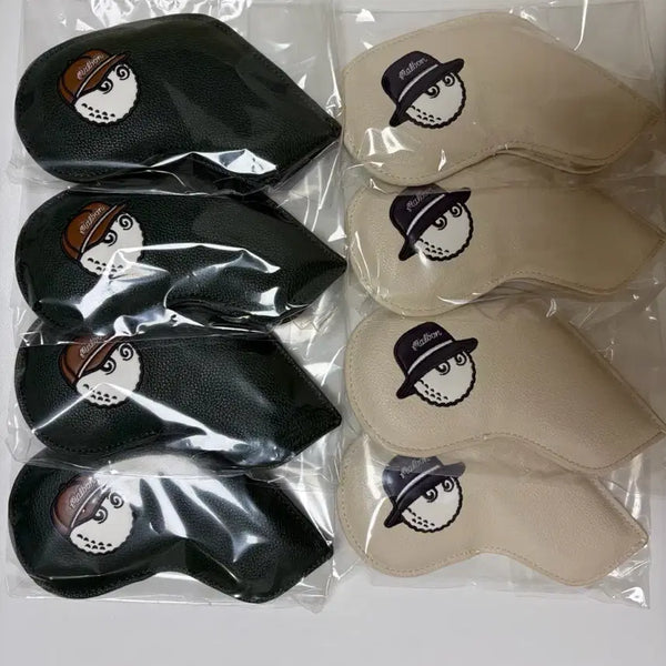 [BUNJANG] Malbon Golf Iron Headcovers Set (Beige & Black) / 말본 골프 아이언커버 세트