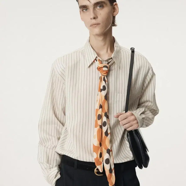 [BUNJANG] RECTO Rea Stripe Shirt Pale Beige (L) / [L] 렉토 레아 스트라이프 셔츠 페일 베이지