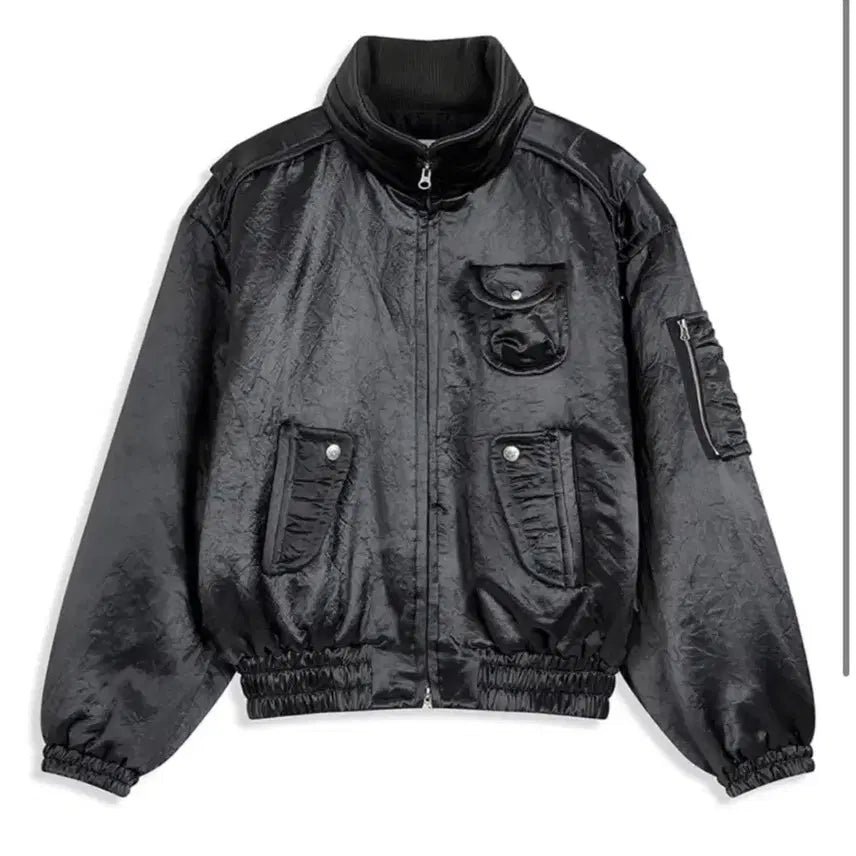 [BUNJANG] Openywyh Satin Bomber Jacket Charcoal M / 오픈와이와이 봄버 새틴 차콜M