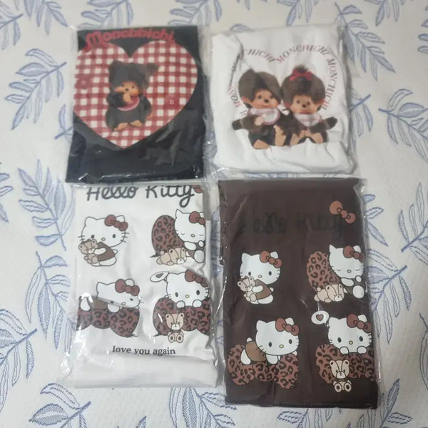 [BUNJANG] Hello Kitty x Monchhichi Short Sleeve T-Shirt Set (4 Types) / 헬로키티와 몽치치 반팔 티셔츠 4종