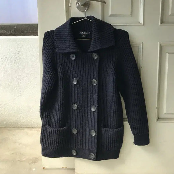 [BUNJANG] DKNY Double Button Navy Half Cardigan / DKNY 더블버튼 네이비 하프가디건 (Z1696)