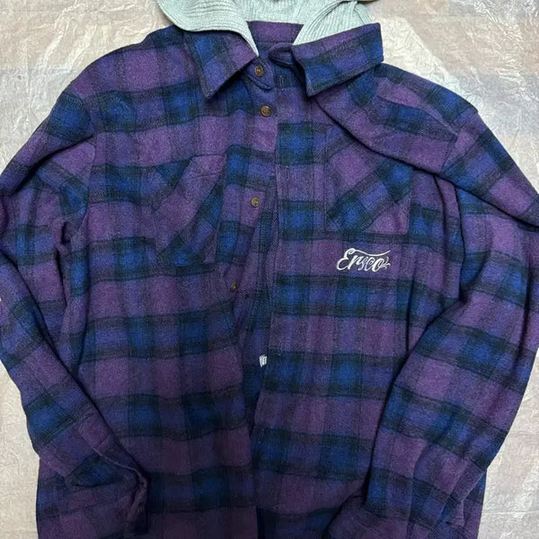 [BUNJANG] ERESCO Player Hoodie Purple Size 2 / 이알에스코 플레이드 후드 셔츠 퍼플 2사이즈