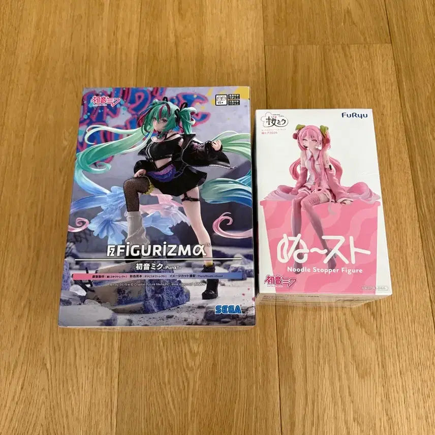 [BUNJANG] Sakura Miku Noodle Stopper Figure & Punk Miku Figure Bundle Set / 사쿠라 미쿠 누들 스토퍼, 펑크 미쿠 피규어 일괄