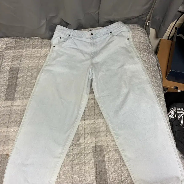 [BUNJANG] Dime Baggy Denim Pants Light Washed Wave Pocket Embroidery / dime 다임 배기 데님팬츠 웨이브 포켓자수 라이트워시드