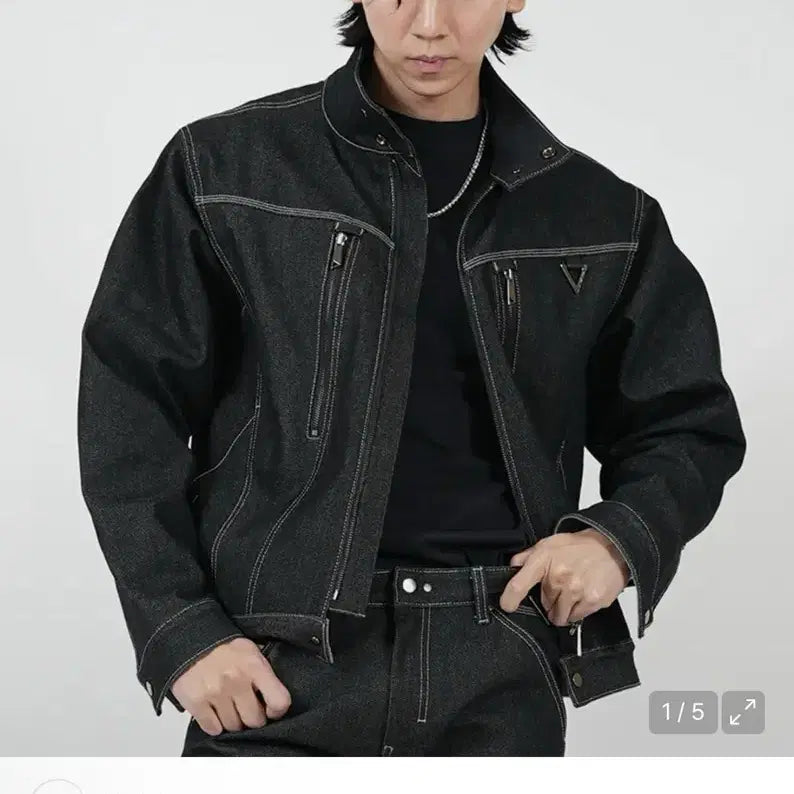 [BUNJANG] Black Beast Denim Jacket Charcoal Gray / 블랙비스트 데님 재킷 차콜 그레이