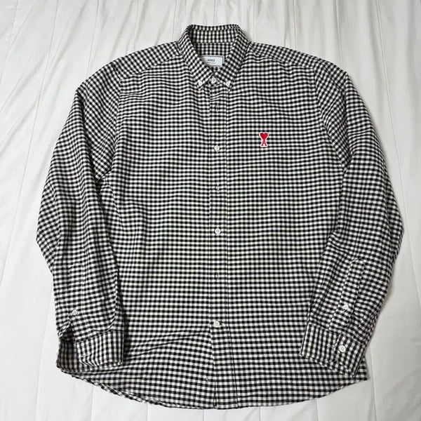 [BUNJANG] AMI Gingham Check Shirt Black Size 41 / 아미 ami 깅엄 체크셔츠 블랙 41(100 - 105) / 카라