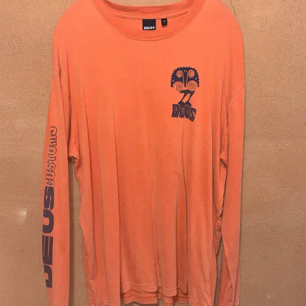 [BUNJANG] Deus Ex Machina Orange Long Sleeve T-Shirt / 데우스 엑스 마키나 오렌지 롱슬리브 긴팔 티셔츠
