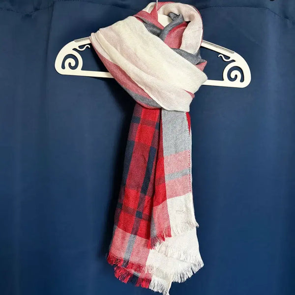 [BUNJANG] Tommy Hilfiger Check Pattern Scarf / 타미힐피거 체크 패턴 레드 머플러