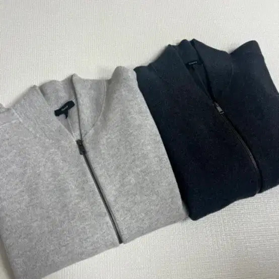 [BUNJANG] Theory Cashmere Wool Zip-Up Cardigan (Grey, Black) / 띠어리 캐시미어 울 집업 가디건 L (그레이, 블랙)