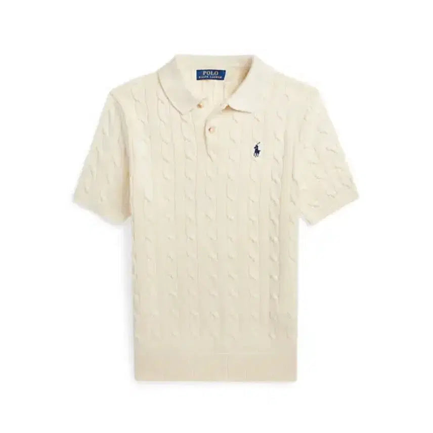 [BUNJANG] Polo Cable Knit Short Sleeve Cream XL / 폴로/ 케이블 니트 반팔 크림/ XL