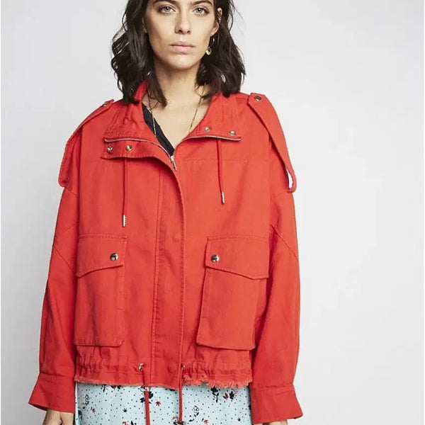 [BUNJANG] Bernice Oversized Lettering Red Field Jacket / 베르니스 야상