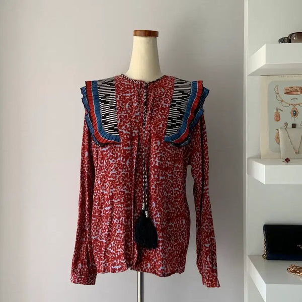 [BUNJANG] See by Chloe Fringe Silk Blouse / [55] 씨바이끌로에 프린지 실크 블라우스
