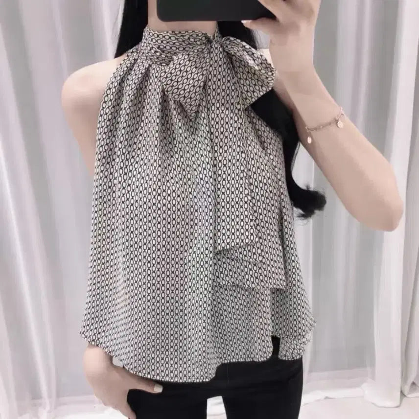 [BUNJANG] Halterneck Tie Blouse / 홀터넥 타이 블라우스