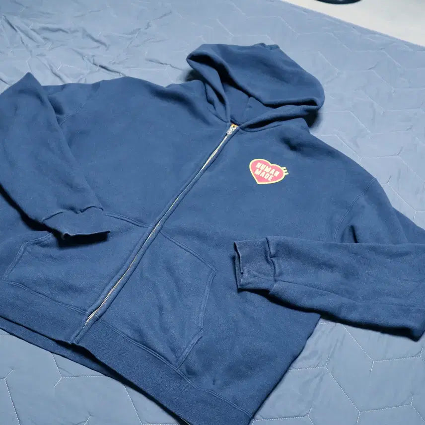 [BUNJANG] Human Made Heart Zip-Up Hoodie Navy / 휴먼메이드 후드 집업 하트 후드 네이비 HM28CS044 XXL
