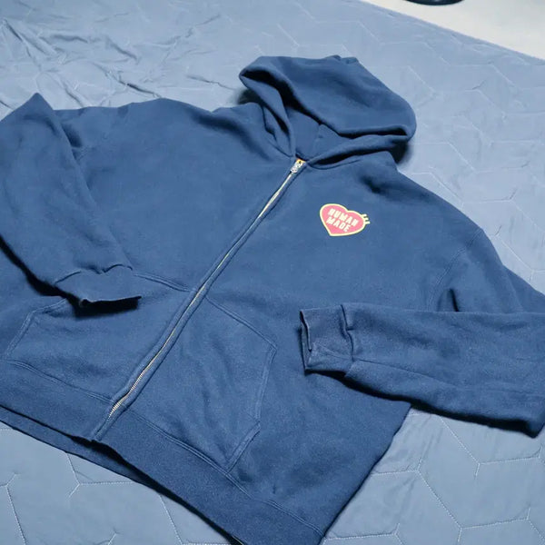 [BUNJANG] Human Made Heart Zip-Up Hoodie Navy / 휴먼메이드 후드 집업 하트 후드 네이비 HM28CS044 XXL