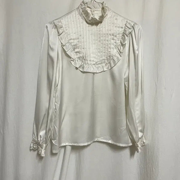 [BUNJANG] Frilled High-Neck Blouse / 프릴 하이넥 블라우스