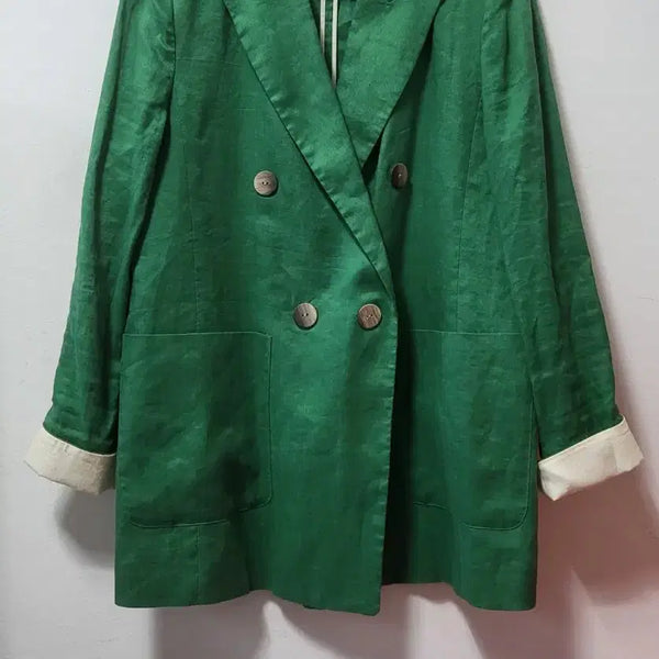 [BUNJANG] A+G Linen Double-Button Jacket - Green / A+G 린넨 재킷 그린