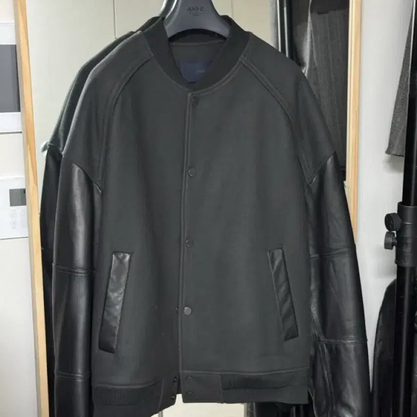 [BUNJANG] Juun.J 24FW Lambskin Varsity Jacket Grey / 준지 양가죽 24fw 바시티 그레이