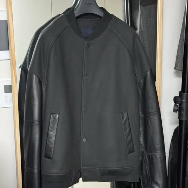 [BUNJANG] Juun.J 24FW Lambskin Varsity Jacket Grey / 준지 양가죽 24fw 바시티 그레이