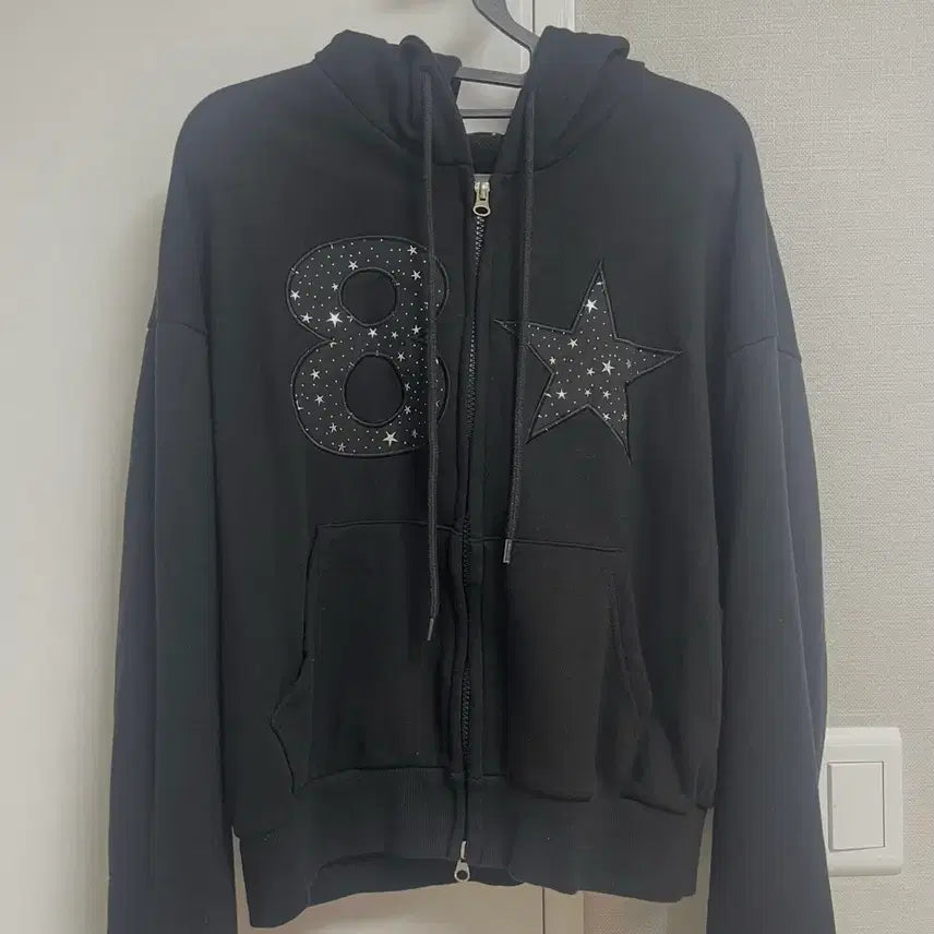 [BUNJANG] Black Zip-Up Hoodie / 블랙 후드집업