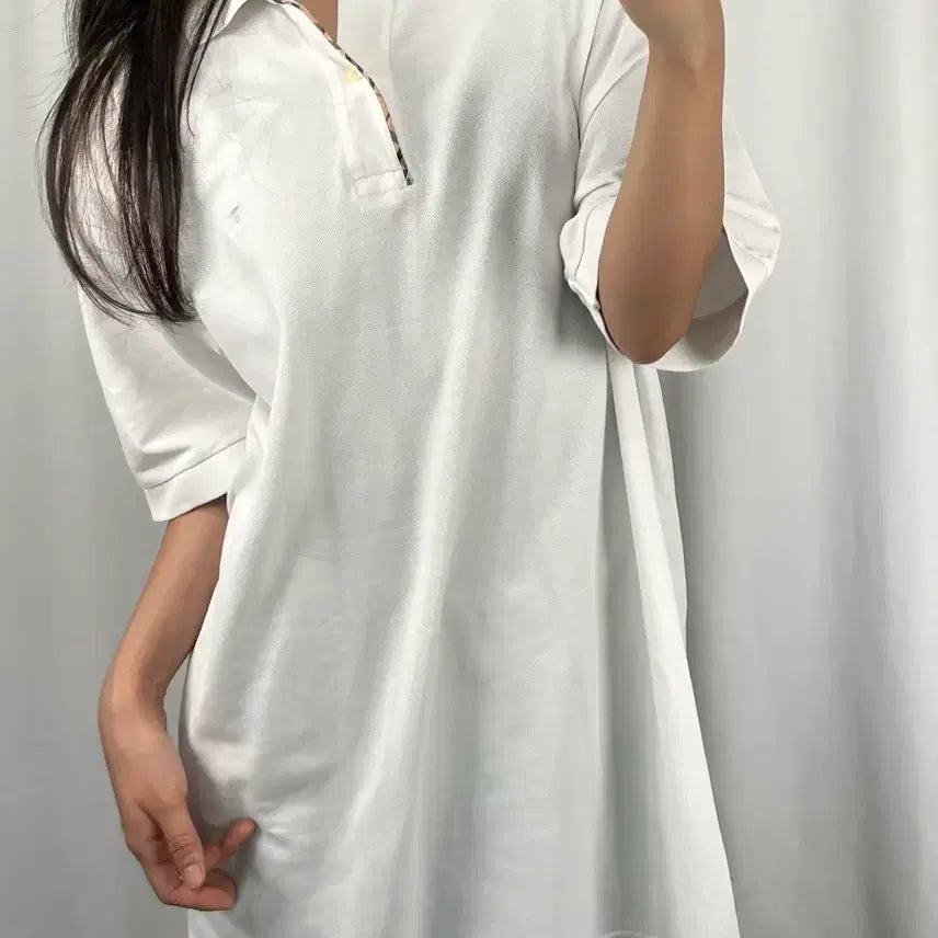 [BUNJANG] Burberry White Short Sleeve Polo Shirt / 버버리 화이트 반팔 카라티