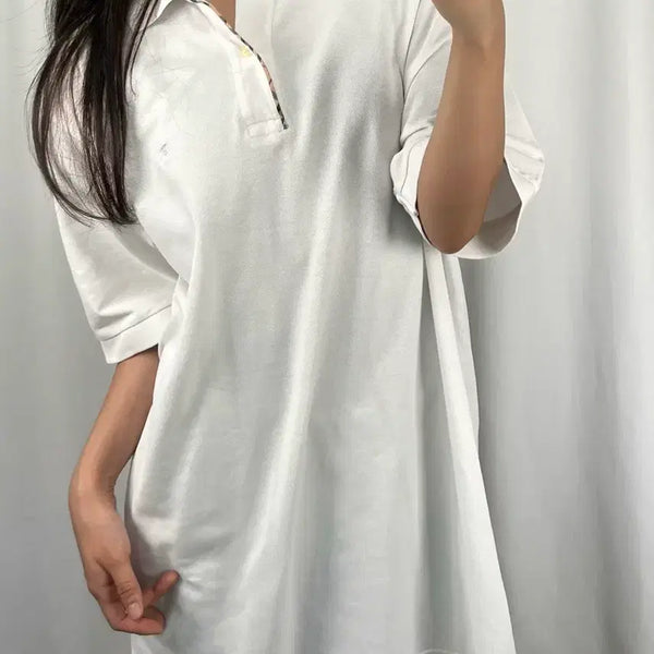 [BUNJANG] Burberry White Short Sleeve Polo Shirt / 버버리 화이트 반팔 카라티