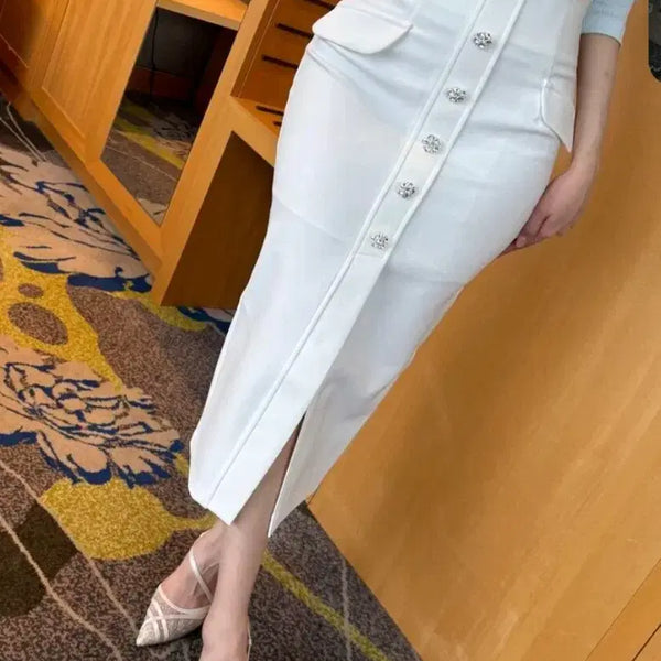 [BUNJANG] Imported Clothing Cubic Long Skirt Black / 수입의류 큐빅롱치마 블랙