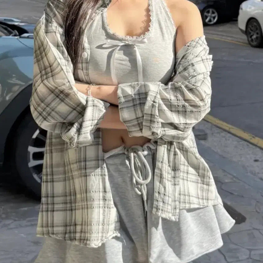 [BUNJANG] WEEWEE Long-Sleeve Checkered Shirt / 에이블리 긴팔 체크 셔츠