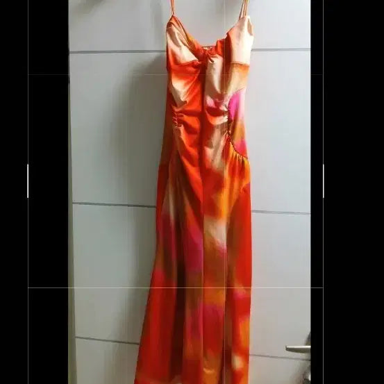 [BUNJANG] Gyaru Orange Pink Maxi Dress / 갸루 오렌지핑크 맥시 원피스