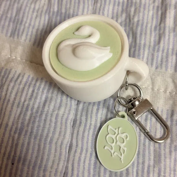 [BUNJANG] Softdot Swan Latte Clicker Keyring (Blue Switch) / 소프트닷 백조 라떼 클리커 키링